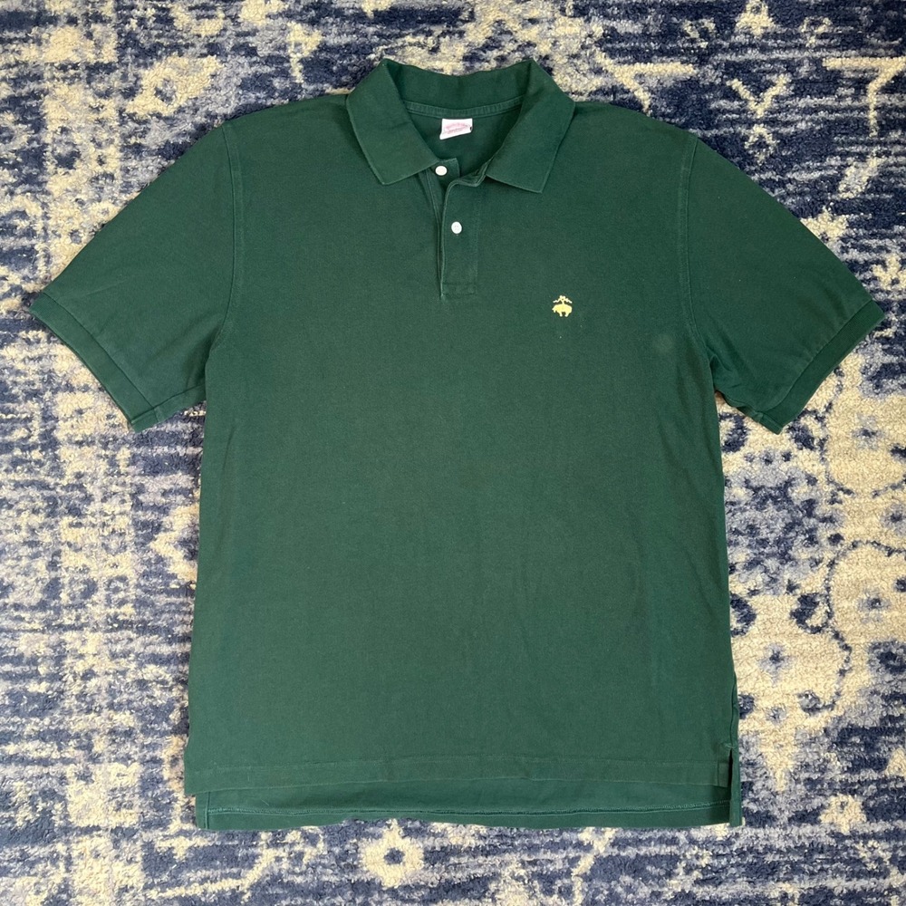 Brooks Brothers Performance Polo Shirt Mens L Green Original Fit Cotton Piqué